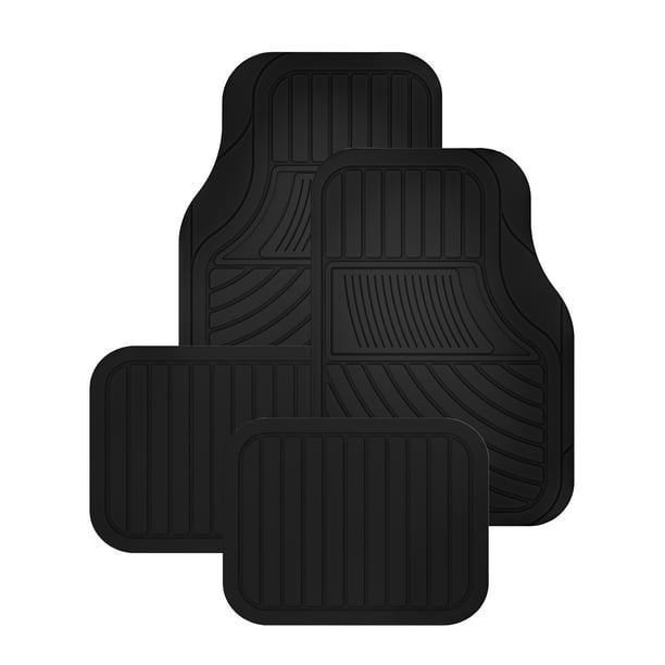SOLID BLACK CARPET MAT 4PC SET FRONT & REAR CAR Truck FLOOR MATS CLASSIC LARGE